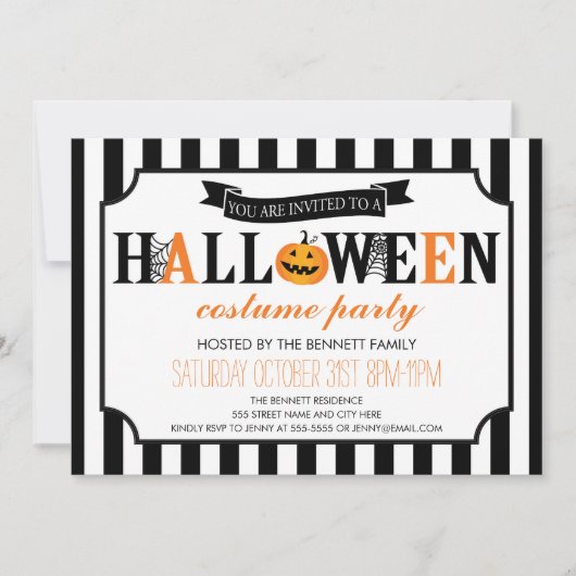 Invitation du Black and White Halloween Party (Devant)