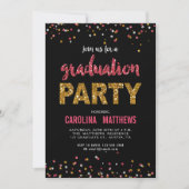 Invitation du Black Gold Pink Confetti Graduation  (Devant)