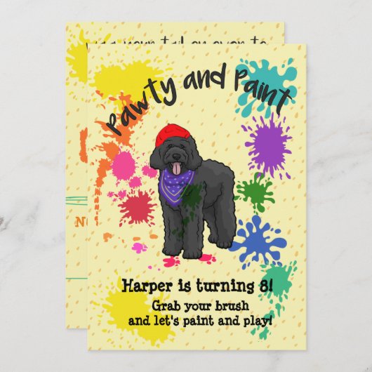 Invitation du Black Labradoodle Dog Art Birthday P (Devant / Derrière)