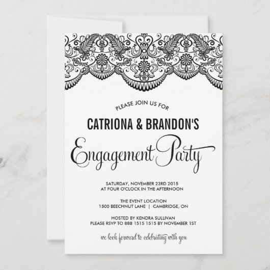 Invitation du Black Marocain Lace Engagement Party (Devant)