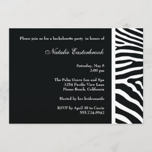 Invitation du Black Zebra Bachelorette Party
