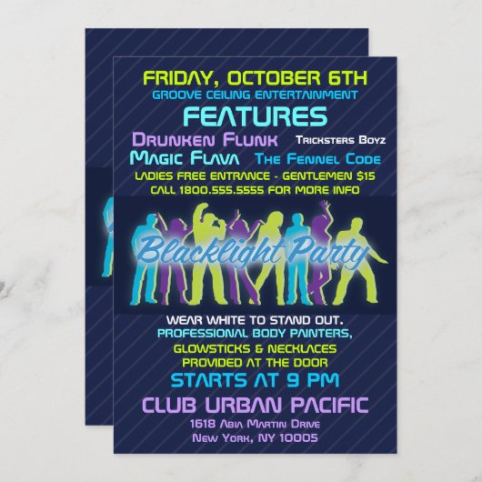 Invitation du Blacklight Party (Devant / Derrière)