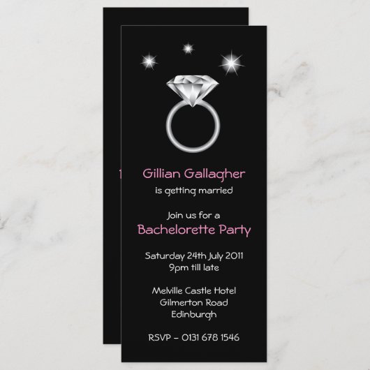 Invitation du Bling Ring Bachelorette Party (Devant / Derrière)