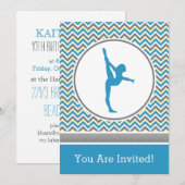 Invitation du Blue Chevron Gymnast Party (Devant / Derrière)