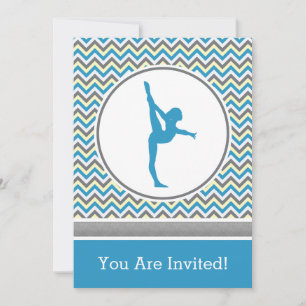 Invitation du Blue Chevron Gymnast Party