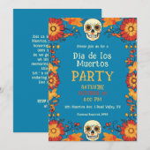 Invitation du đ đ Blue DĂa de Muertos (Devant / DerriĂšre)
