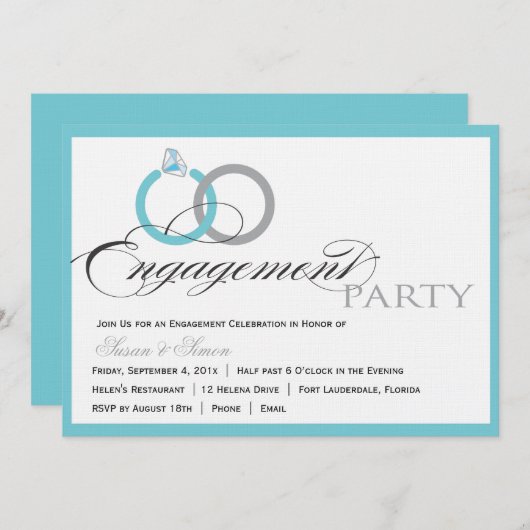Invitation du Blue Script Engagement Party (Devant / Derrière)