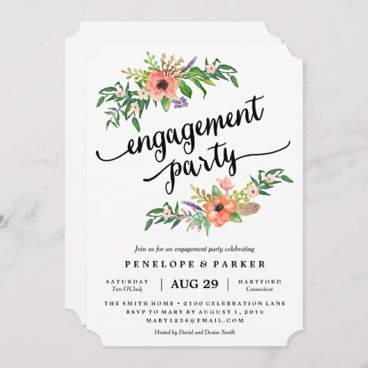 Invitation du Boho Engagement Party (Devant / Derrière)