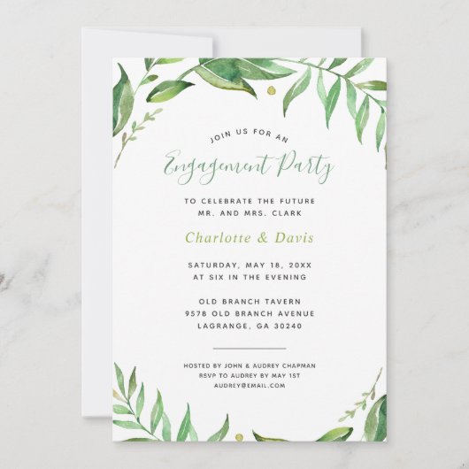 Invitation du Boho Feuille Engagement Party (Devant)