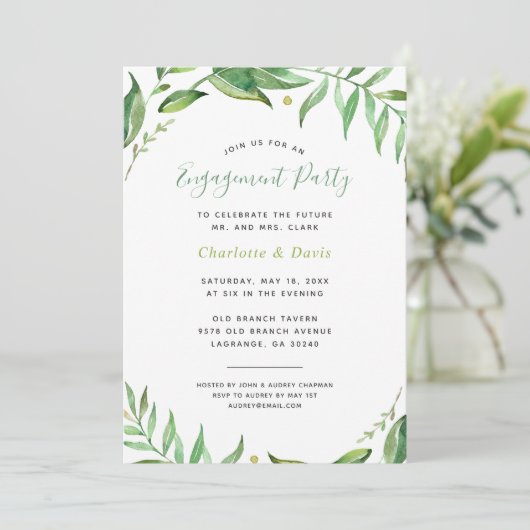 Invitation du Boho Feuille Engagement Party (Debout devant)