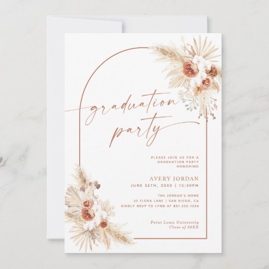 Invitation du Boho Pampas Graduation Party (Devant)