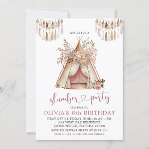 Invitation du Boho Teepee Stwood Party