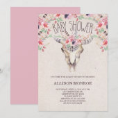 Invitation du Boho tribal et du Baby shower floral (Devant / Derrière)