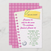 Invitation du bonbon 16 à carnet (Devant / Derrière)
