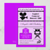 Invitation du bonbon 16 à film de Hollywood (Devant / Derrière)