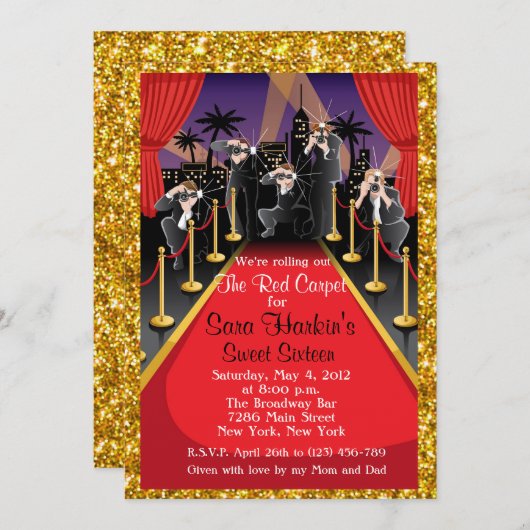 Invitation du bonbon 16 à parties scintillantes de (Devant / Derrière)