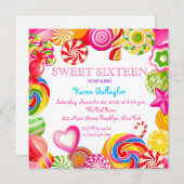 Invitation du bonbon 16 à thème de sucrerie de (Devant / Derrière)