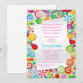 Invitation du bonbon 16 à thème de sucrerie de (Devant / Derrière)