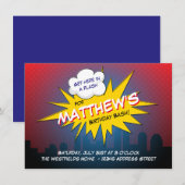 Invitation du Boom Superhero Anniversaire de enfan (Devant / Derrière)