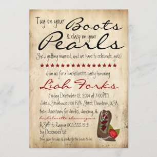 Invitation du Boots & Pearls Bachelorette Party