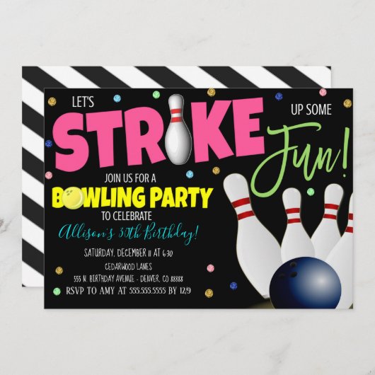 Invitation du Bowling Party (Devant / Derrière)