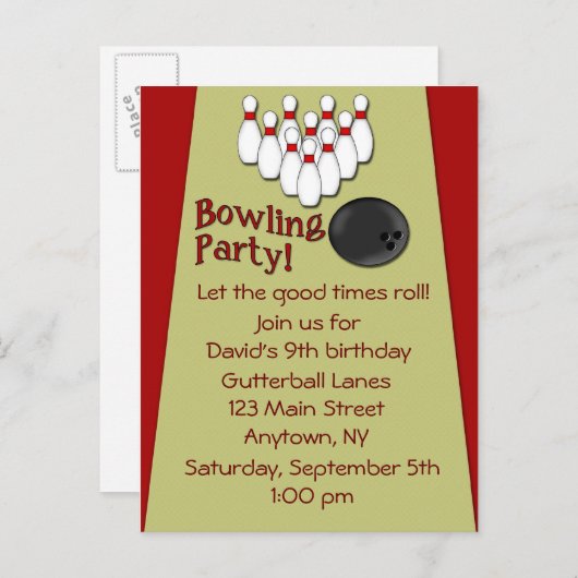Invitation du Bowling Party (Devant / Derrière)