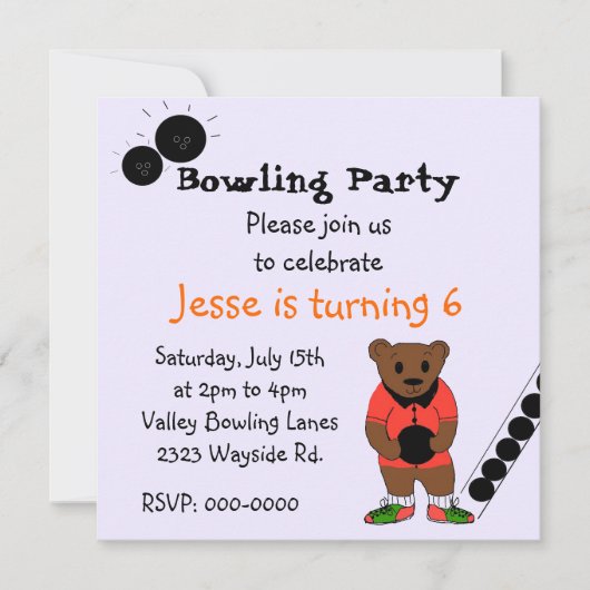 Invitation du Bowling Party (Devant)