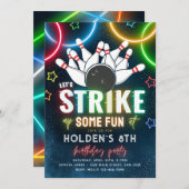 Invitation du Bowling Party | Bowling Anniversaire (Devant / Derrière)