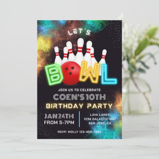 Invitation du Bowling Party | Invitations de quill (Debout devant)