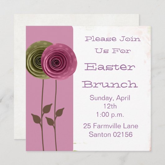 Invitation du brunch de Pâques (Devant / Derrière)