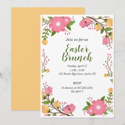 Invitation du Brunch de Pâques (Devant / Derrière)