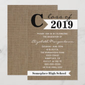 Invitation du Burlap Graduation Party (Devant / Derrière)