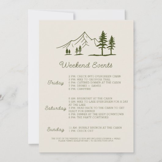 Invitation du camp Bachelorette (Dos)