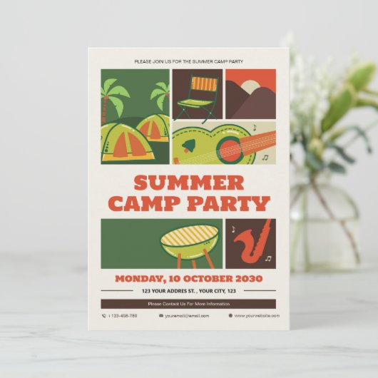 Invitation du camp d'été Retro (Debout devant)