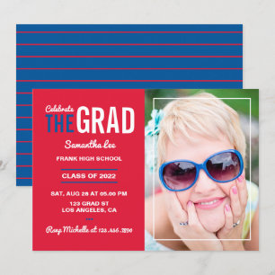 Invitation du Cardinal Red and Blue Graduation Par