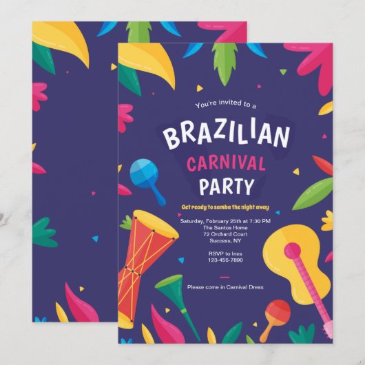 Invitation du carnaval brésilien (Devant / Derrière)
