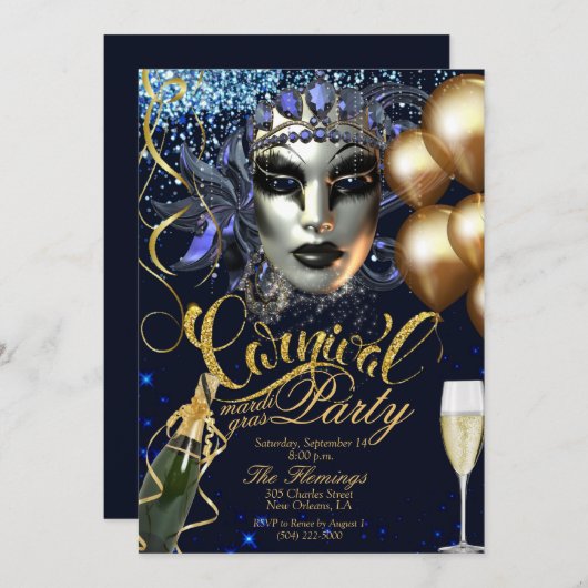 invitation du carnaval de mardi gras (Devant / Derrière)