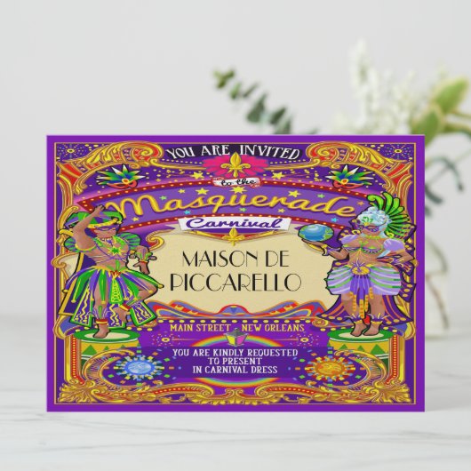 Invitation du Carnaval de Mardi Gras (Debout devant)