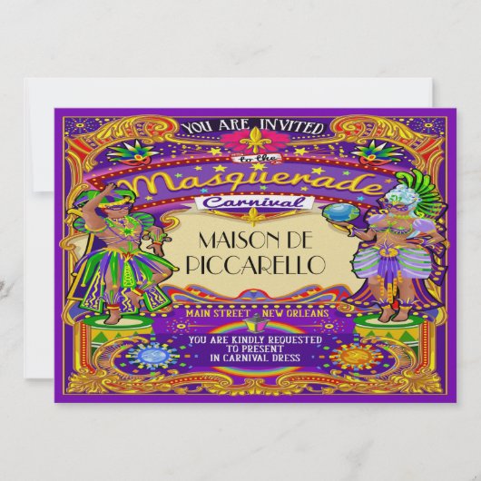 Invitation du Carnaval de Mardi Gras (Devant)