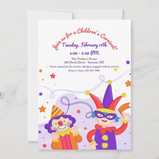 Invitation du carnaval des enfants (Devant)