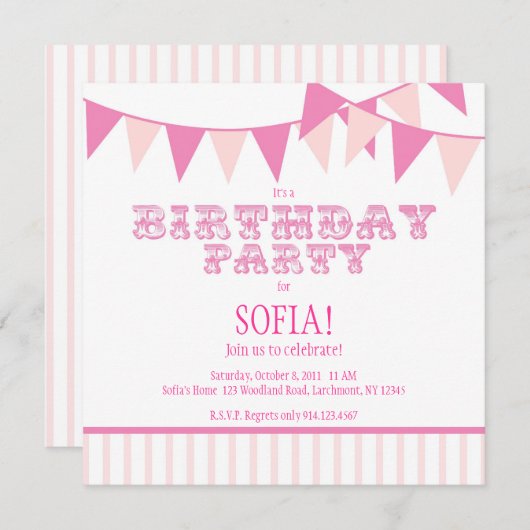 Invitation du Carnaval rose (Devant / Derrière)