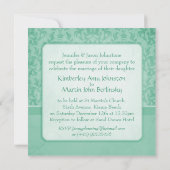 Invitation du carré mariage officiel damask vert (Dos)