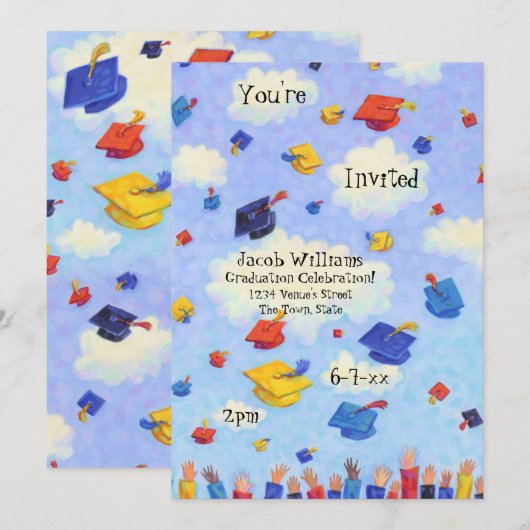 Invitation du casquette Toss Graduation Party (Devant / Derrière)