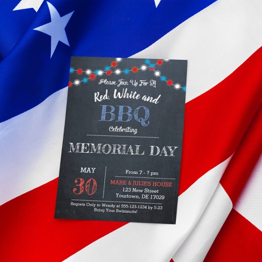 Invitation du Chalkboard Rouge, Blanc et Bleu