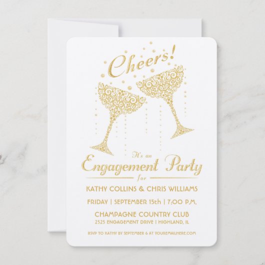 Invitation du Champagne Cheer Engagement Party (Devant)