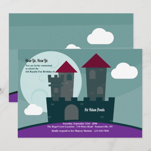 Invitation du château de Knight (Devant / Derrière)