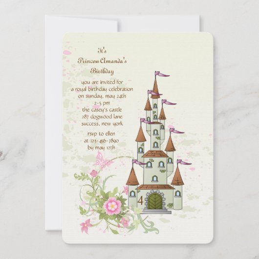 Invitation du château de Princess (Devant)