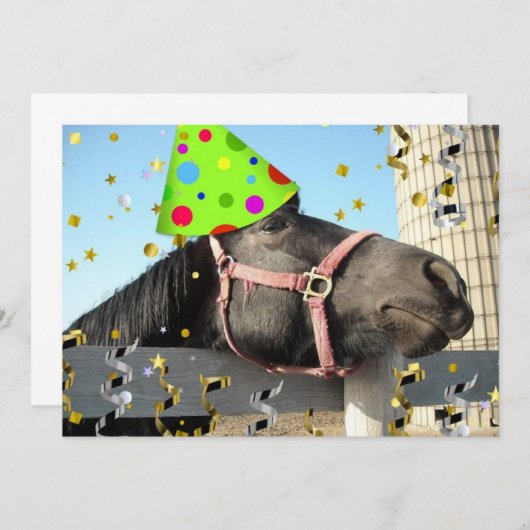 Invitation du Cheval de fête d'anniversaire (Devant / Derrière)