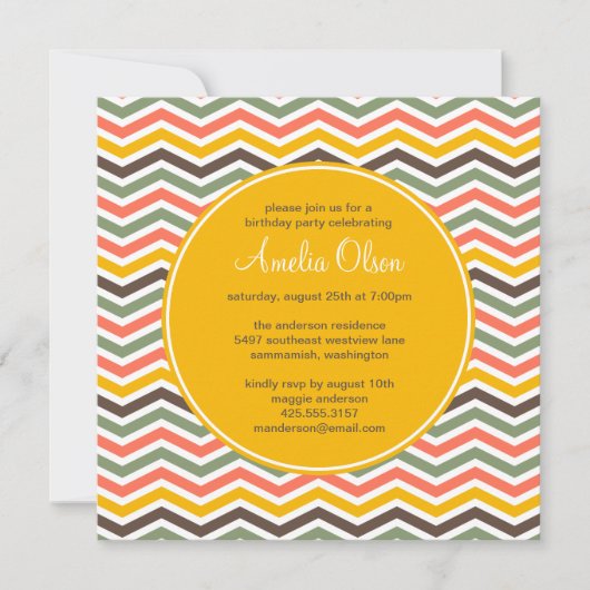 Invitation du Chevron Party (Devant)