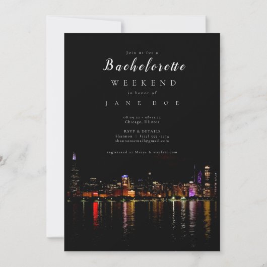 Invitation du Chicago Skyline Bachelorette Party (Devant)
